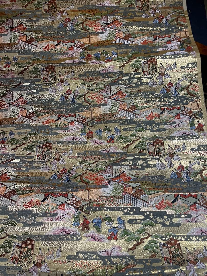 希少 表装用裂地 金襴《平安源氏物語》 裏打済　生地反物金襴七条袈裟