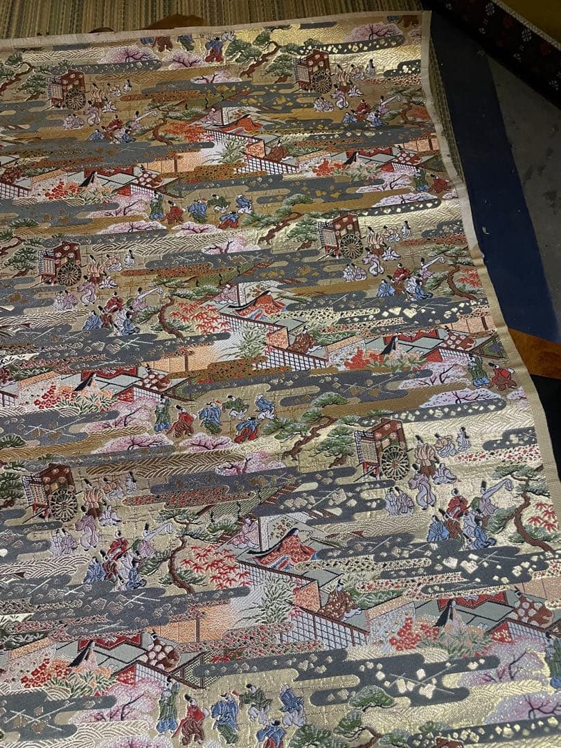 希少 表装用裂地 金襴《平安源氏物語》 裏打済　生地反物金襴七条袈裟