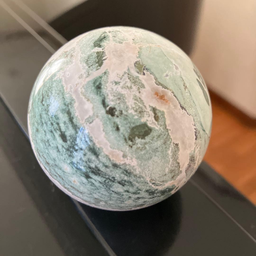 g'sさま専用ユニコーンジャスパーシリカ　スフィア　天然石置物　D147