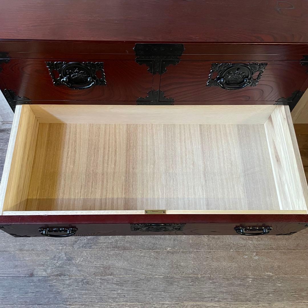 飛鳥工芸家具 車箪笥 民芸箪笥 4段チェスト 欅 和製アンティーク 民芸