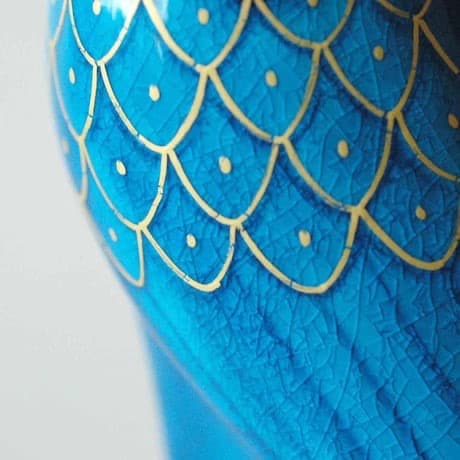 新品　幸兵衛窯 青釉オーナメント ホルス 古代エジプトの神　タカの置物