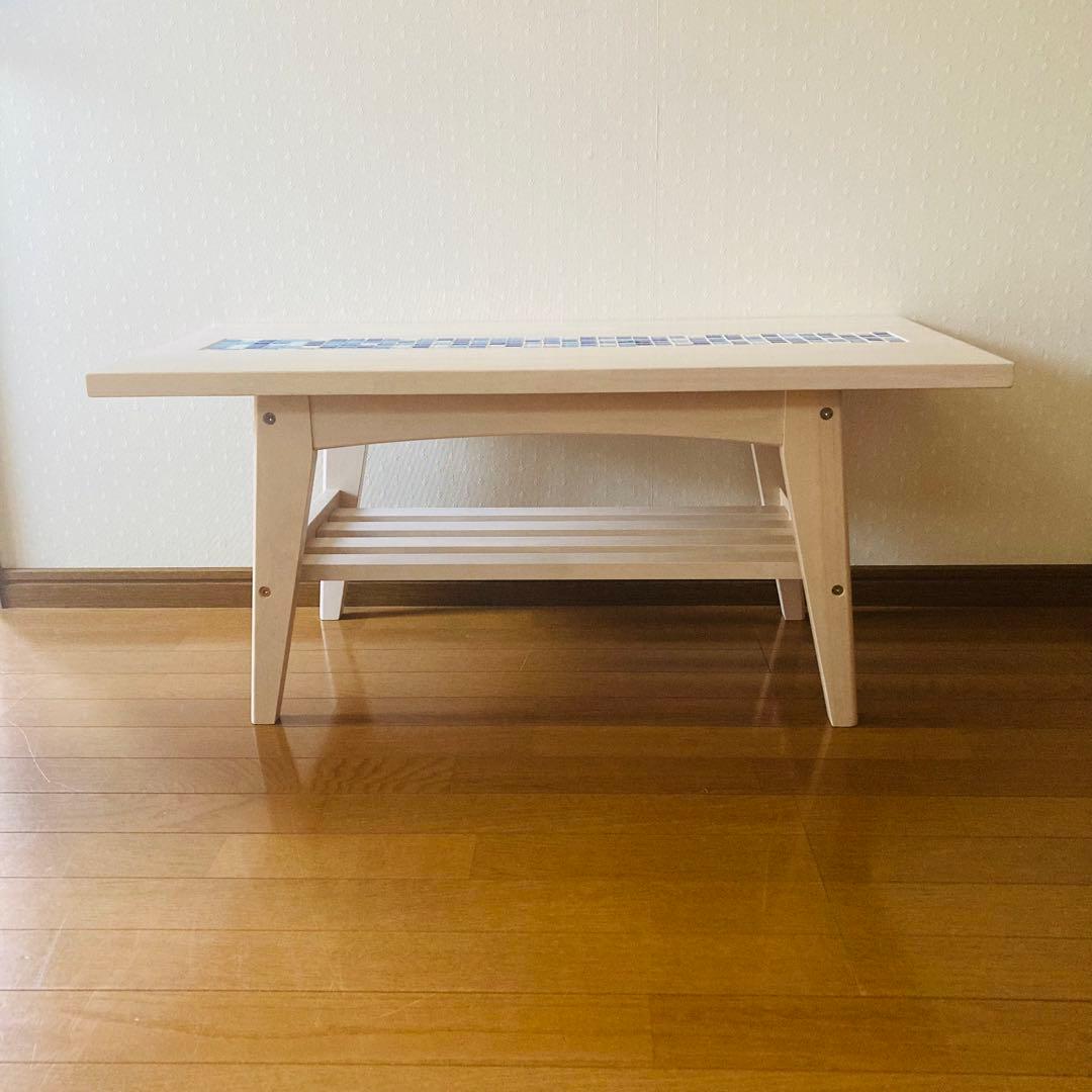 かわいい！おしゃれ！モザイクタイル ローテーブル　ブルー
