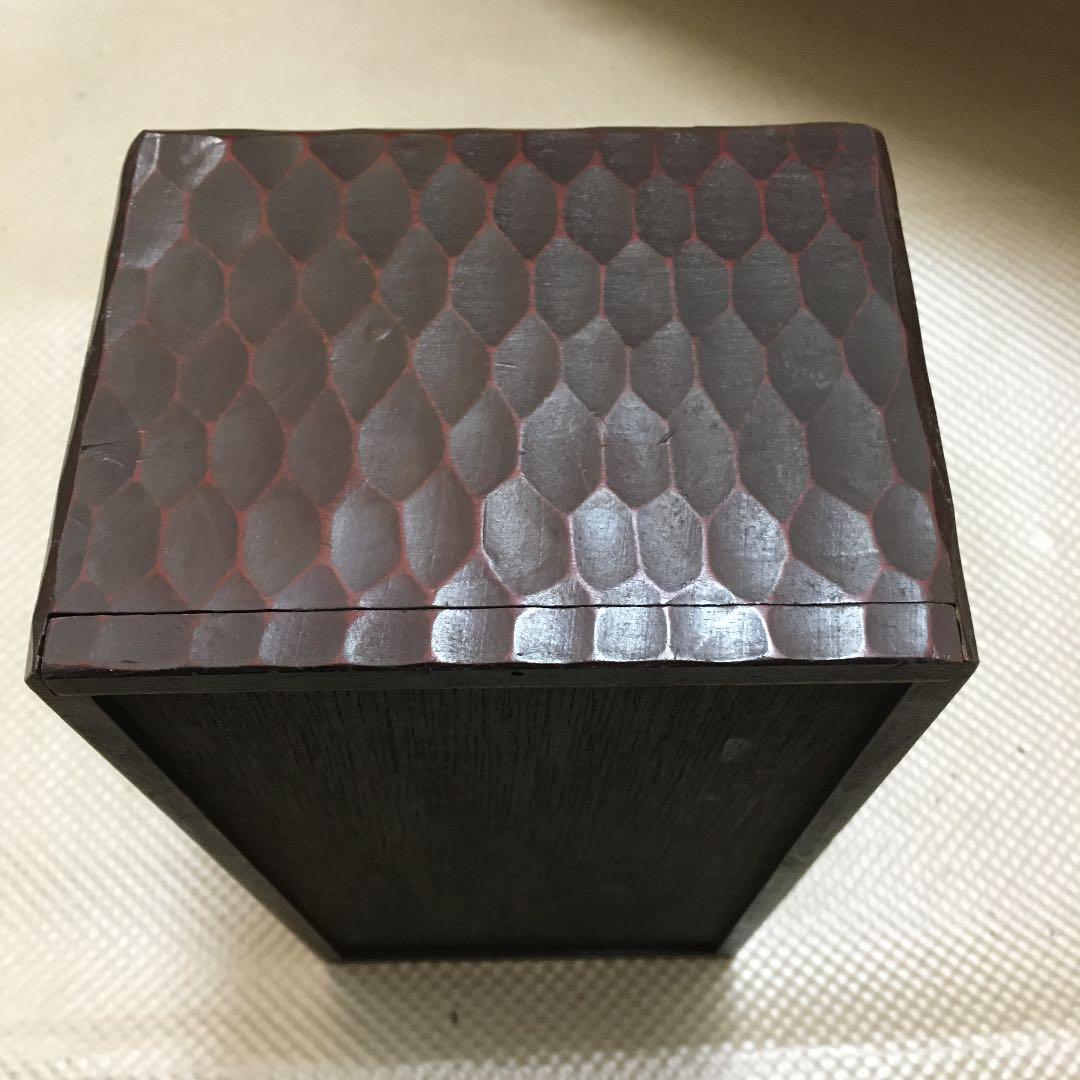 0878 牡丹 ティッシュボックス 木製　鎌倉彫 調