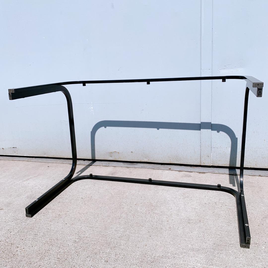 【送料込】ミッドセンチュリー アイアンフレーム ガラスローテーブル 昭和レトロ