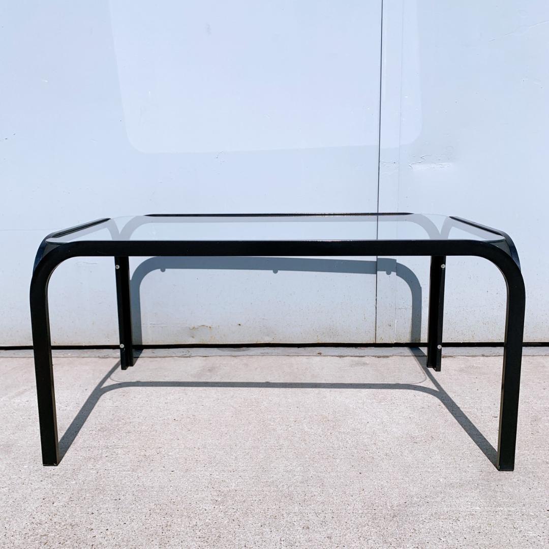 【送料込】ミッドセンチュリー アイアンフレーム ガラスローテーブル 昭和レトロ