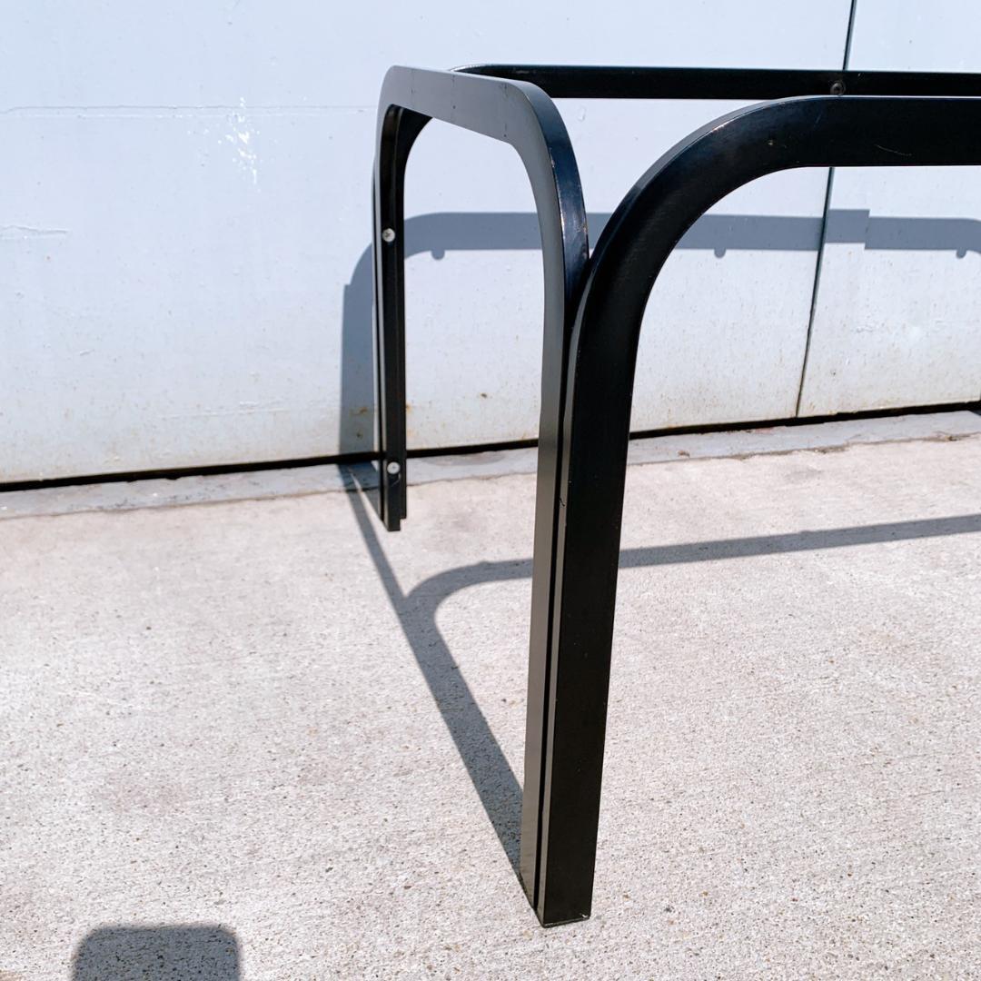 【送料込】ミッドセンチュリー アイアンフレーム ガラスローテーブル 昭和レトロ