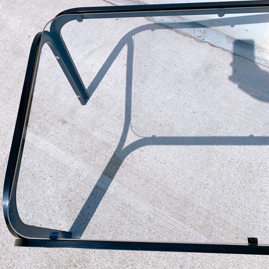 【送料込】ミッドセンチュリー アイアンフレーム ガラスローテーブル 昭和レトロ