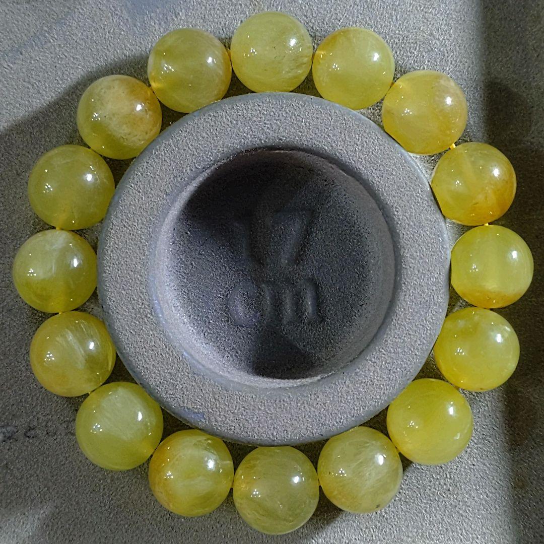 ★大粒ゴールデンプレナイト 13.1ミリ珠 ブレスレットB(SA)