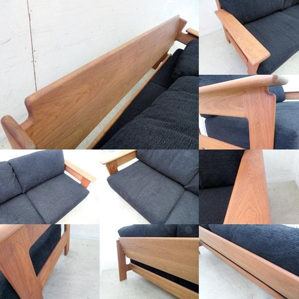 美品■北欧モダンデザイン■ウォールナット無垢材■フェザークッション■2人掛け