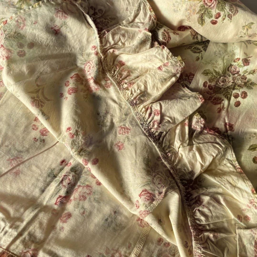 ラルフローレン フラットシーツ　フリル付きダブルサイズ