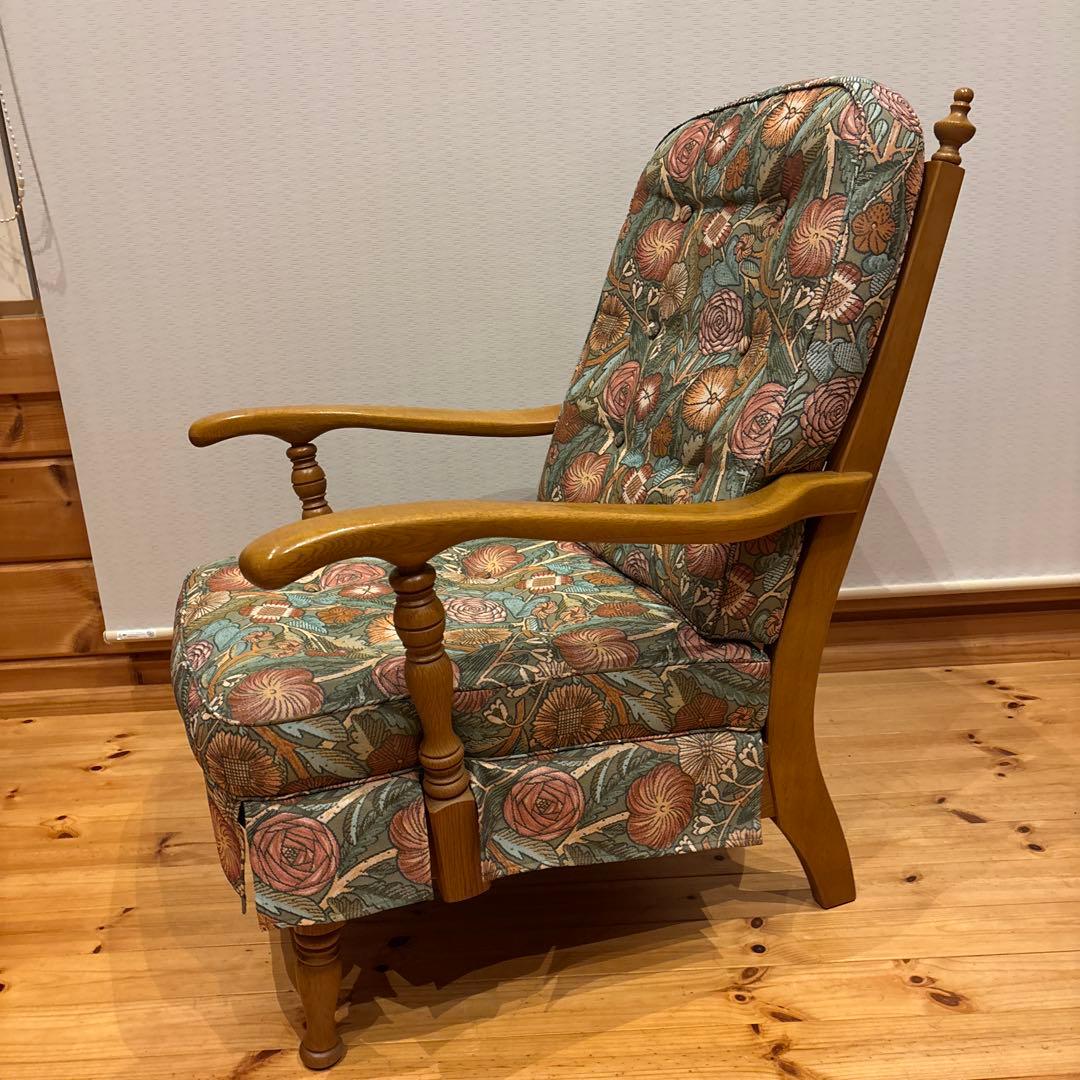 飛騨家具　穂高リビングチェアハイバック両肘付き