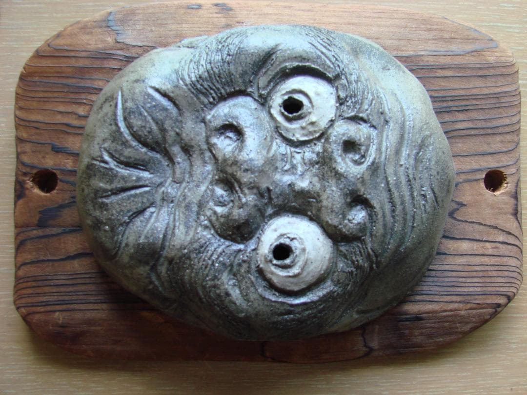 焼き物　お面　窯元で購入