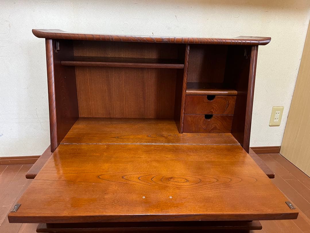 天然木 ケヤキ材 和製ヴィンテージ ライティングビューロー