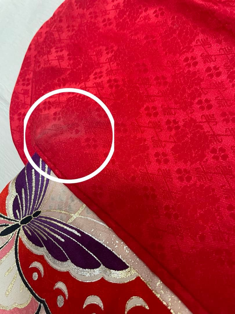 七五三用 赤い蝶と花模様 着物セット