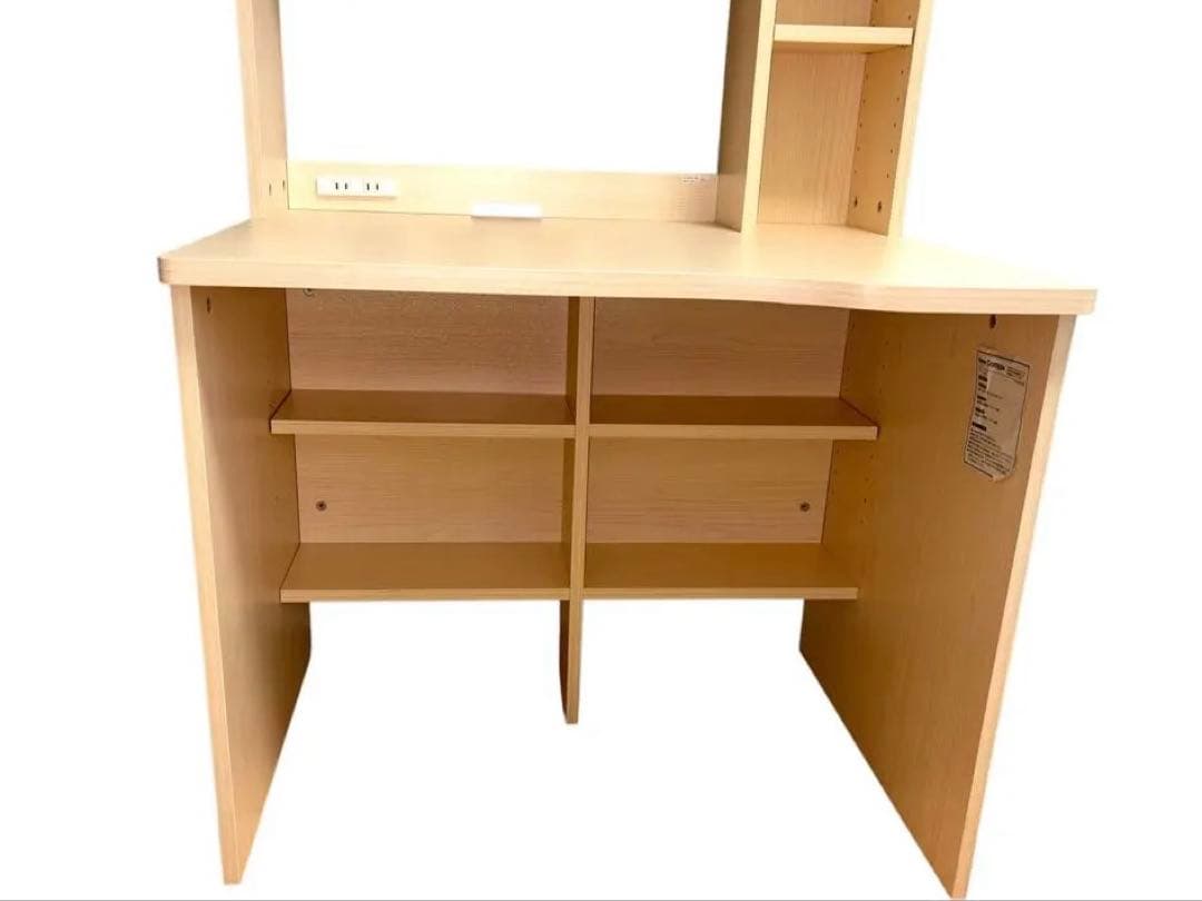 【美品】ロウヤパソコンデスク収納一体型大容量コンパクト学習机ライトナチュラル