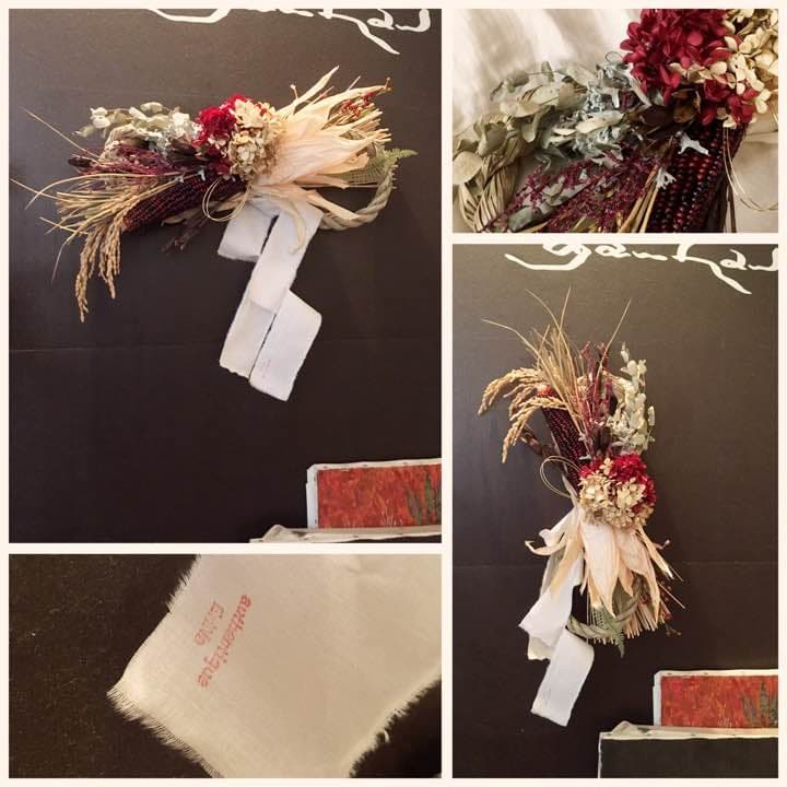 14しめ縄しめ飾り正月飾り 紫陽花 薔薇 自家栽培 ドライフラワー