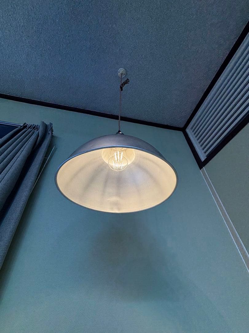 シルバー ドーム型 吊り下げライト LED電球付 インダストリアルアルミシェード