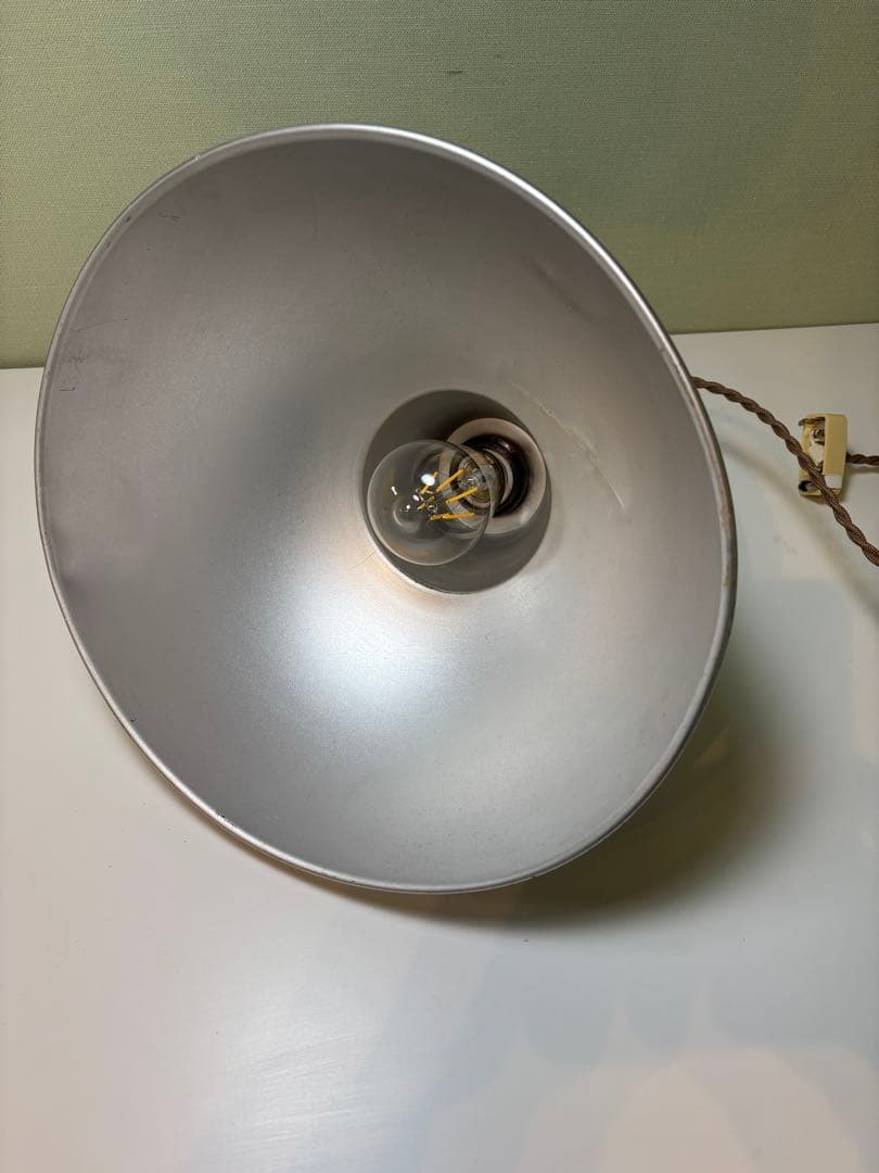 シルバー ドーム型 吊り下げライト LED電球付 インダストリアルアルミシェード