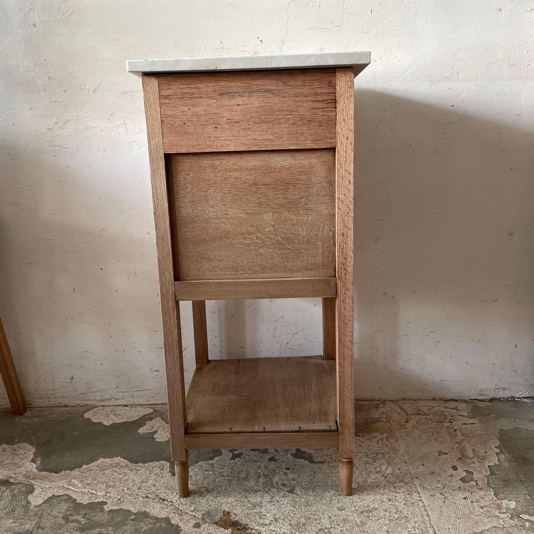 ビンテージ 大理石ドロワーサイドテーブル ベッドサイドテーブル　剥離