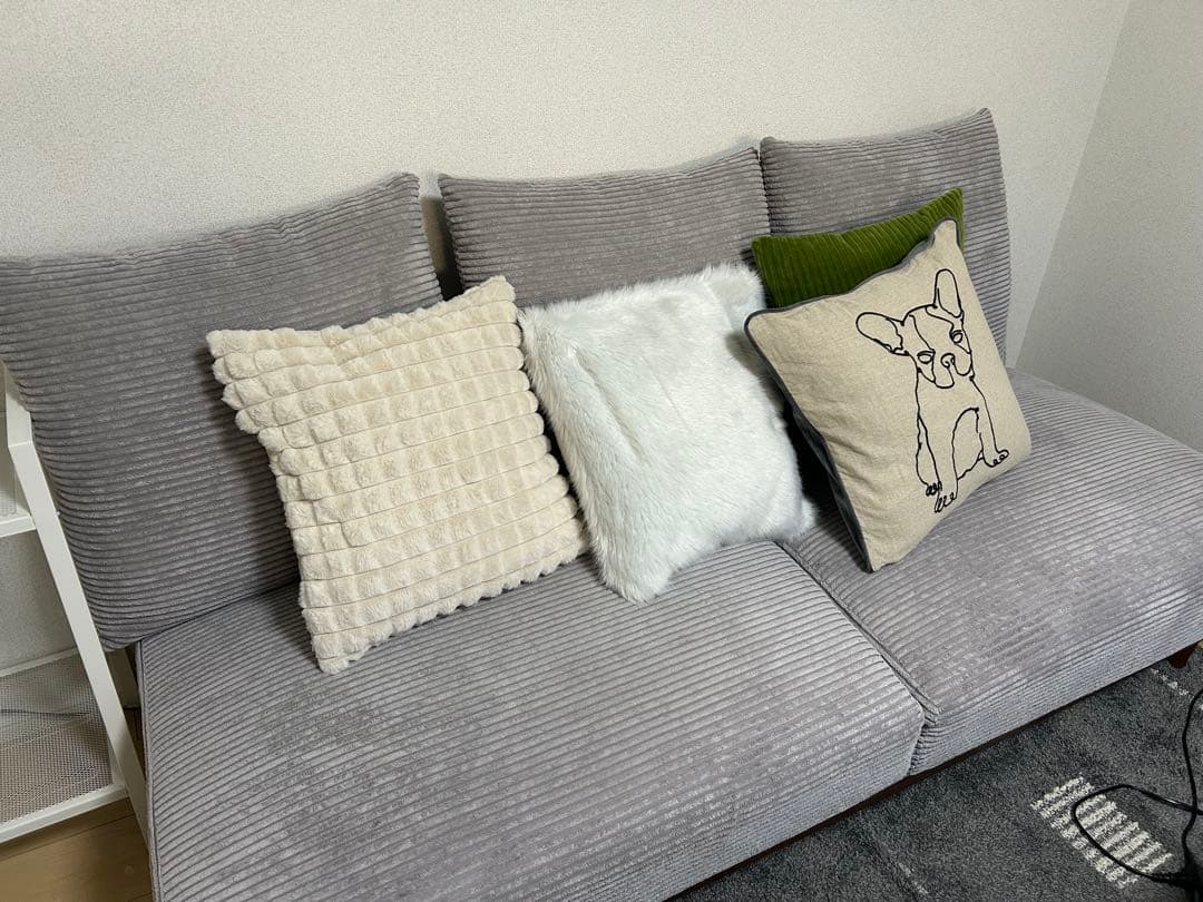 グレー コーデュロイ 2人掛けソファ