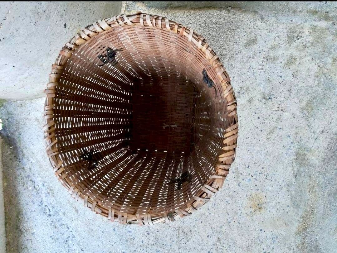 【ヴィンテージ】琉球産竹細工 大きめサイズ 古道具 ウチナーバーキ