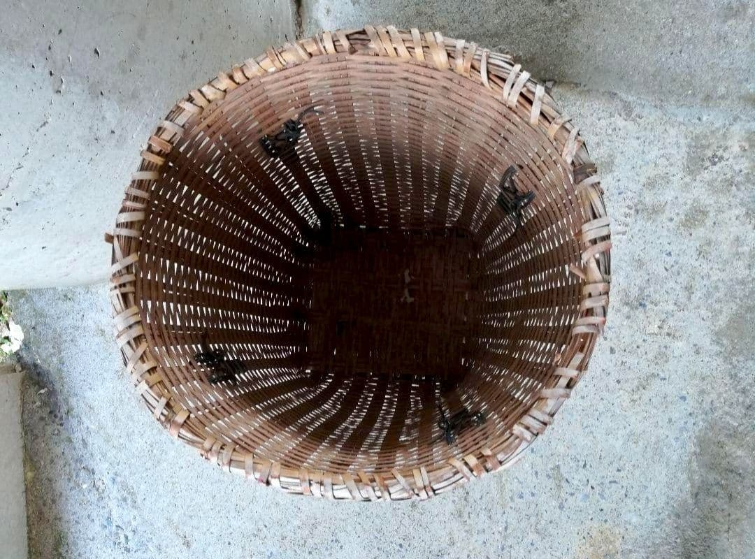 【ヴィンテージ】琉球産竹細工 大きめサイズ 古道具 ウチナーバーキ