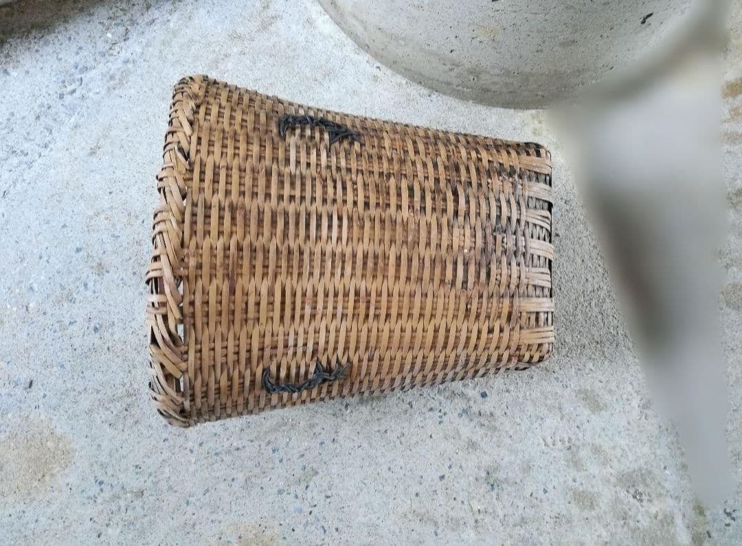 【ヴィンテージ】琉球産竹細工 大きめサイズ 古道具 ウチナーバーキ