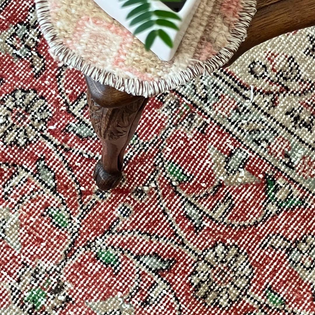 レア4m︎超超ロング シャビーレッド フローラルグリーン トルコ