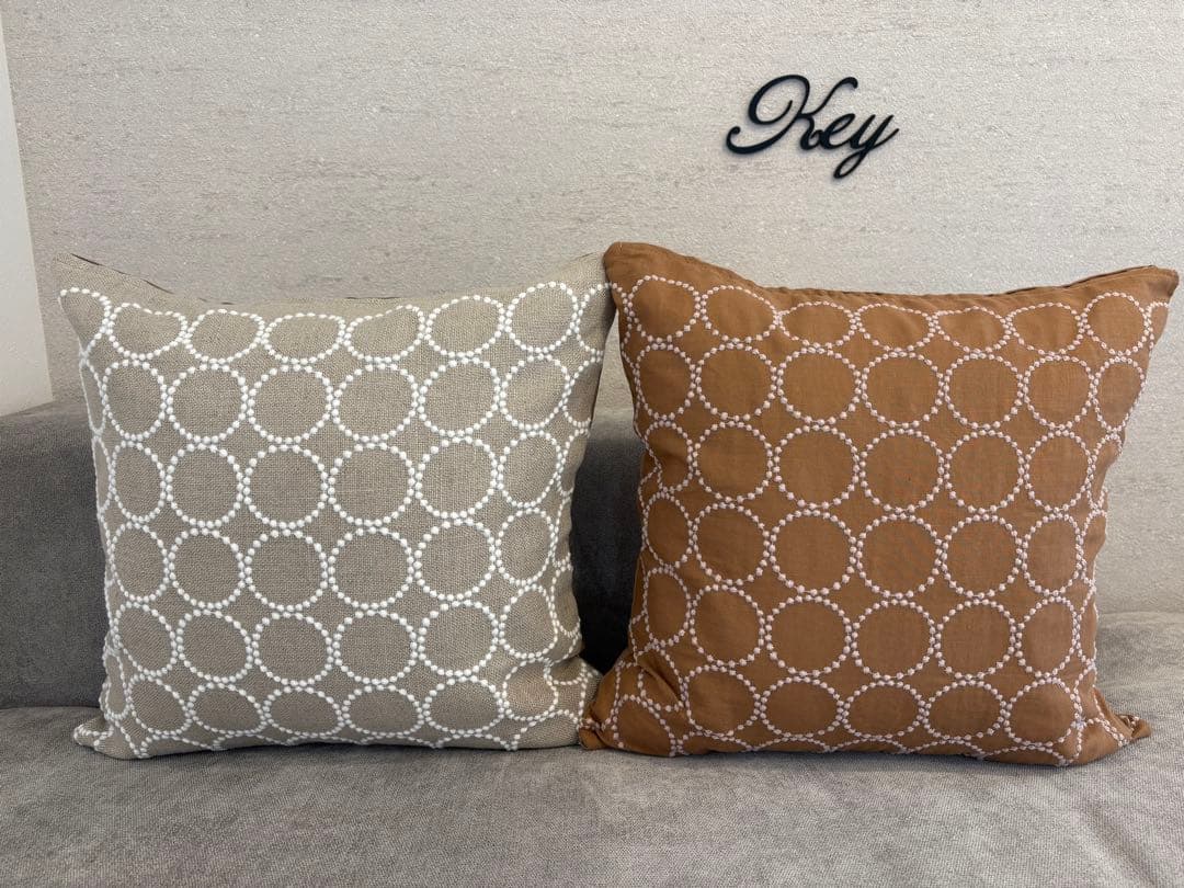 ミナペルホネン　ハンドメイドクッションカバー★タンバリン ベージュxホワイト