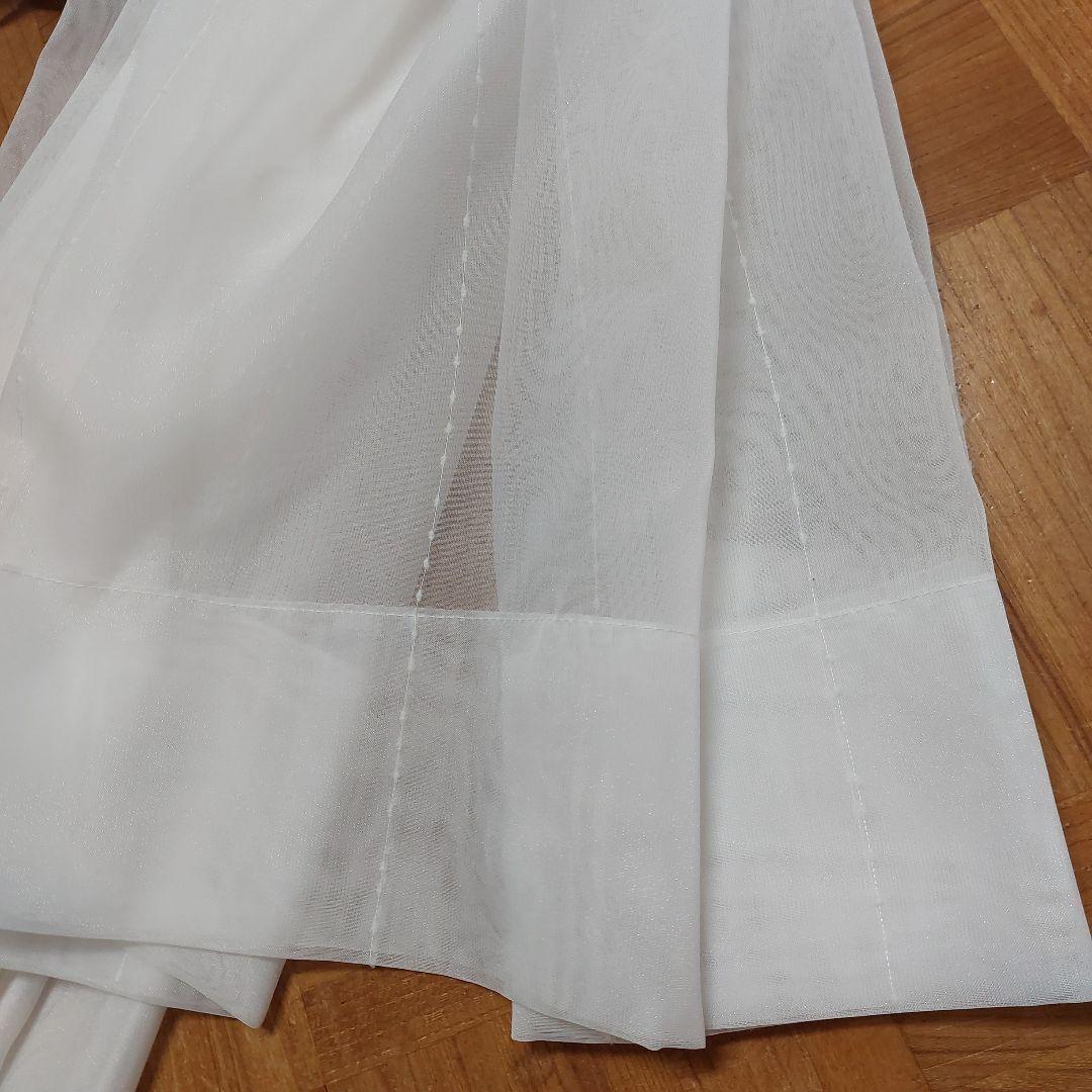 レースカーテン 幅185cm×丈134cm 1枚 ポンポンラインボイルレース