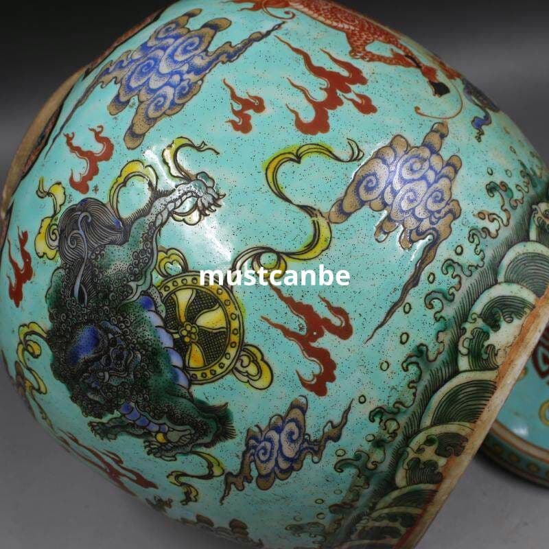 清康熙緑地パステル彩キリン紋壺 景徳鎮 装飾品 現代工芸品 美術品