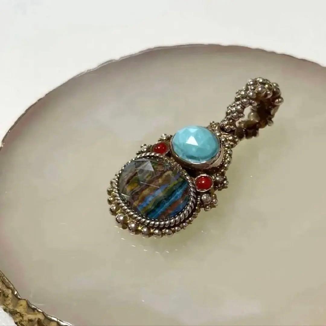 【最終値下げ】Stephen Dweck レインボーカルシリカブロンズペンダント