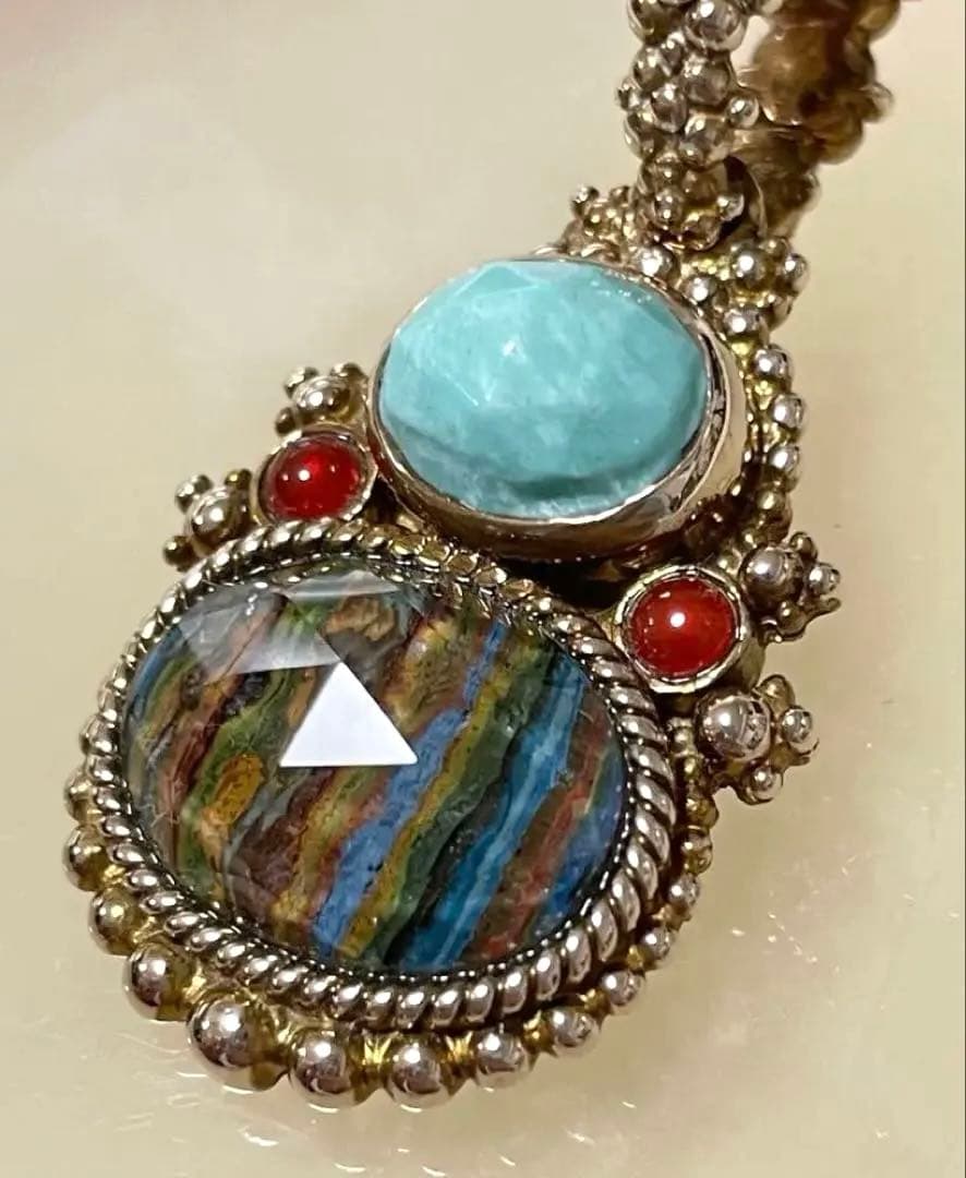 【最終値下げ】Stephen Dweck レインボーカルシリカブロンズペンダント