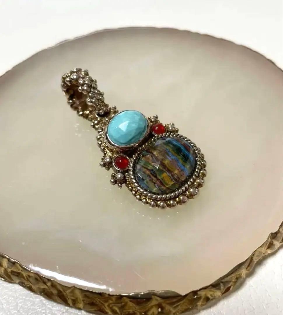 【最終値下げ】Stephen Dweck レインボーカルシリカブロンズペンダント