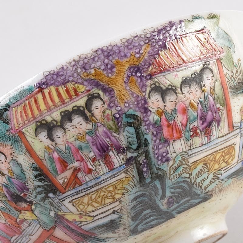 中国 大清光緒年製 粉彩 百美図 茶碗 一對 唐木台付 M R8899 - メルカリ