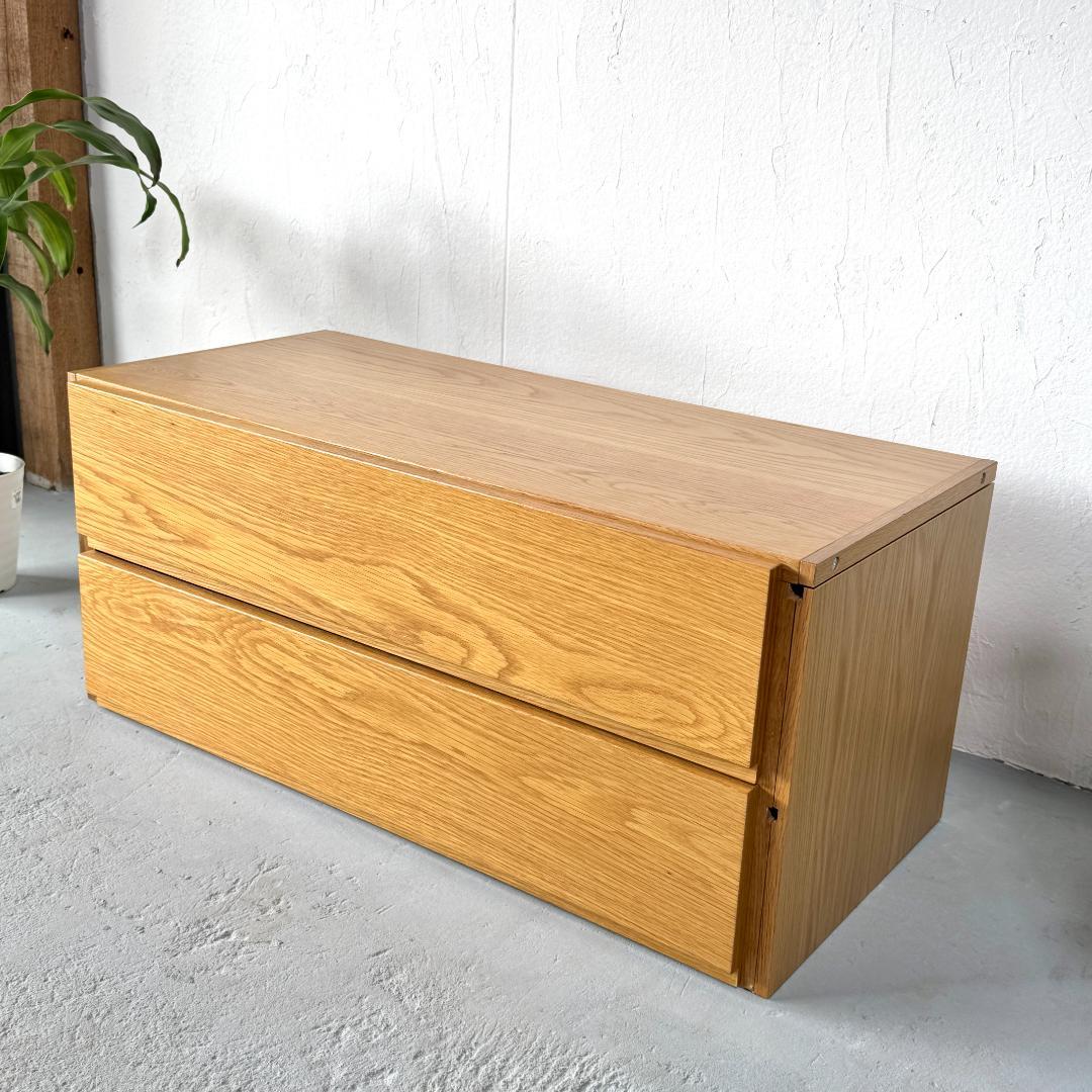 無印良品　ユニットシェルフ用　ボックス・引出し・2段・オーク材