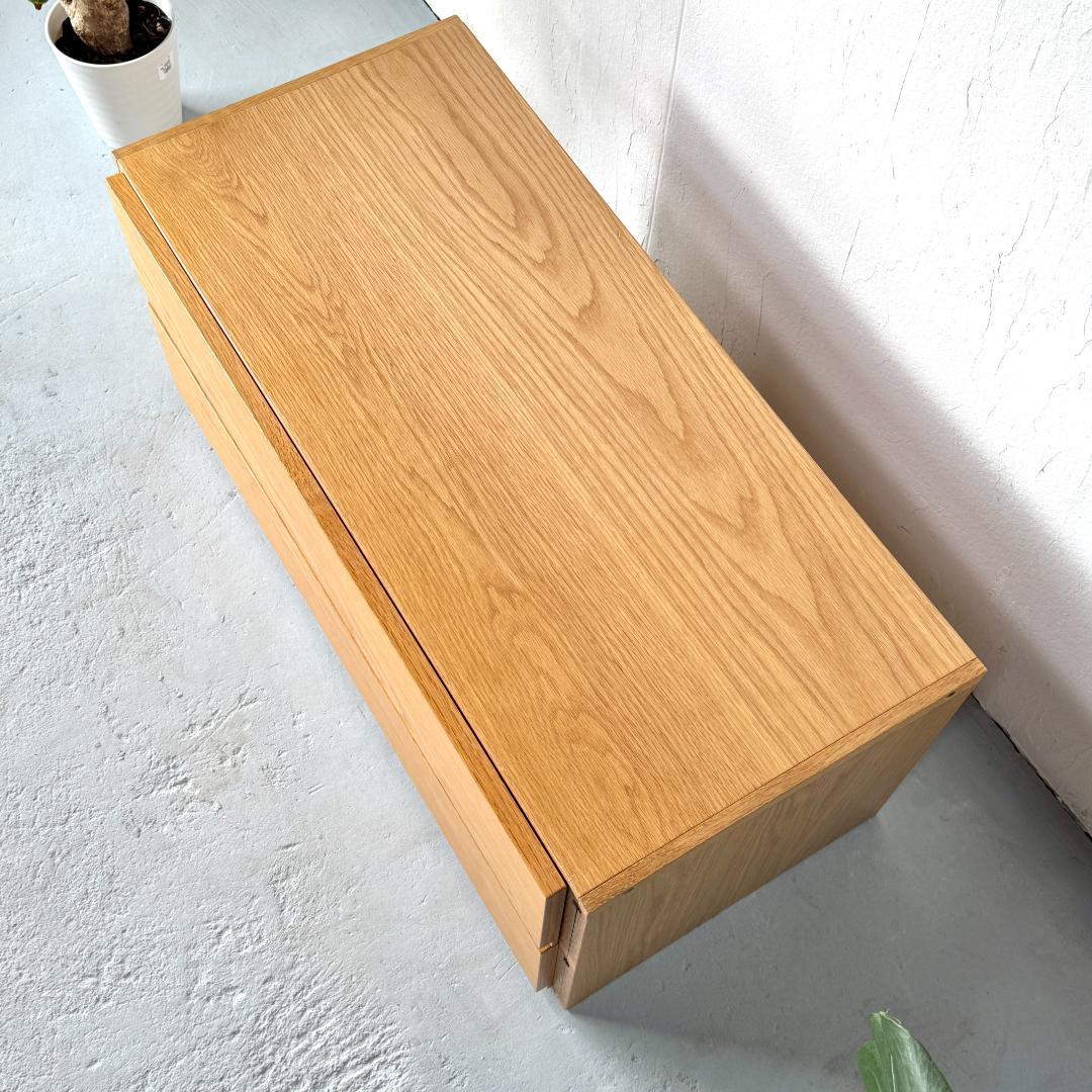 無印良品　ユニットシェルフ用　ボックス・引出し・2段・オーク材