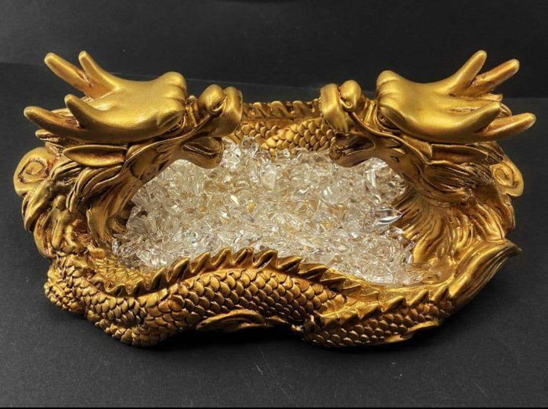 SALE☆【風水・開運】☆大人気商品☆双龍 特大 パワーストーン入れ 浄化 皿