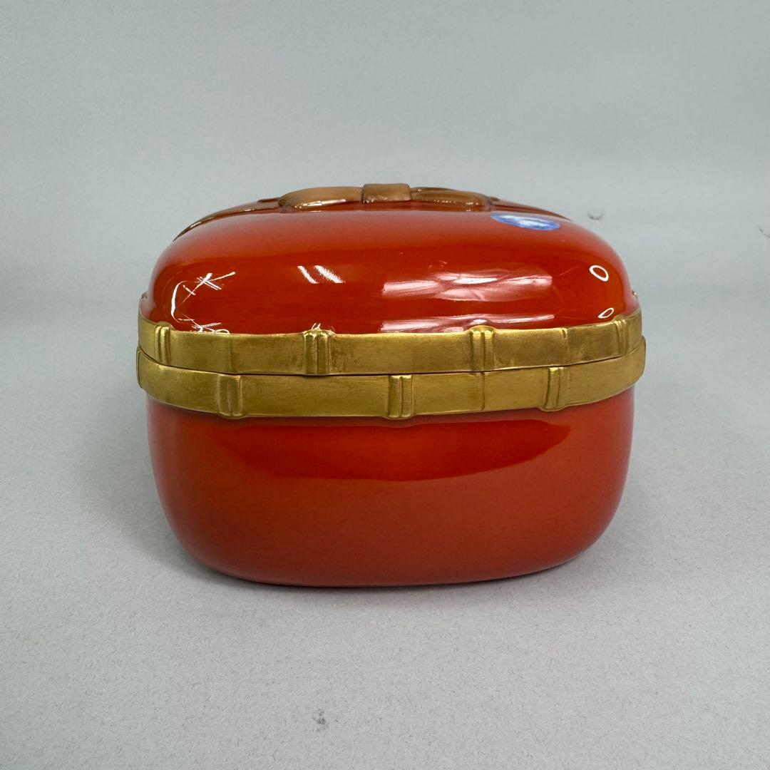 有田焼 深川製磁 陶箱 丸紋外赤 蓋物 重箱 菓子器 宮内庁御用達