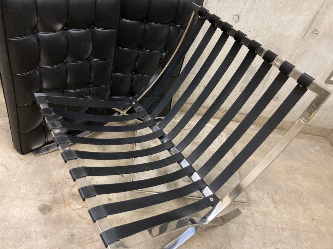 定価140万! 名作 良品 正規Knoll 黒 バルセロナ チェア オットマン