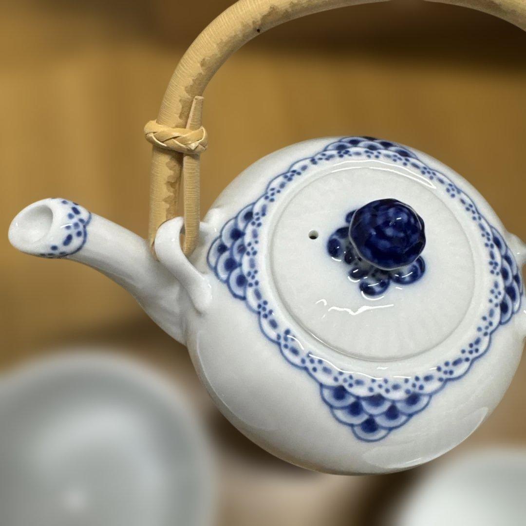 ロイヤルコペンハーゲン プリンセス 急須&ブルーパルメッテ 湯呑&茶托（小皿）