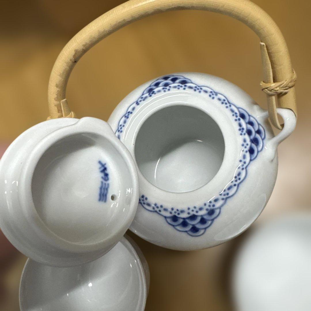 ロイヤルコペンハーゲン プリンセス 急須&ブルーパルメッテ 湯呑&茶托（小皿）