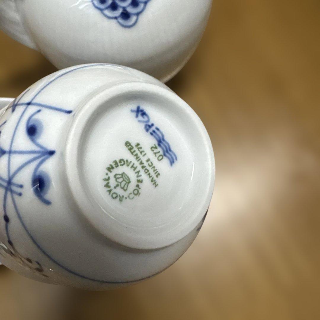 ロイヤルコペンハーゲン プリンセス 急須&ブルーパルメッテ 湯呑&茶托（小皿）