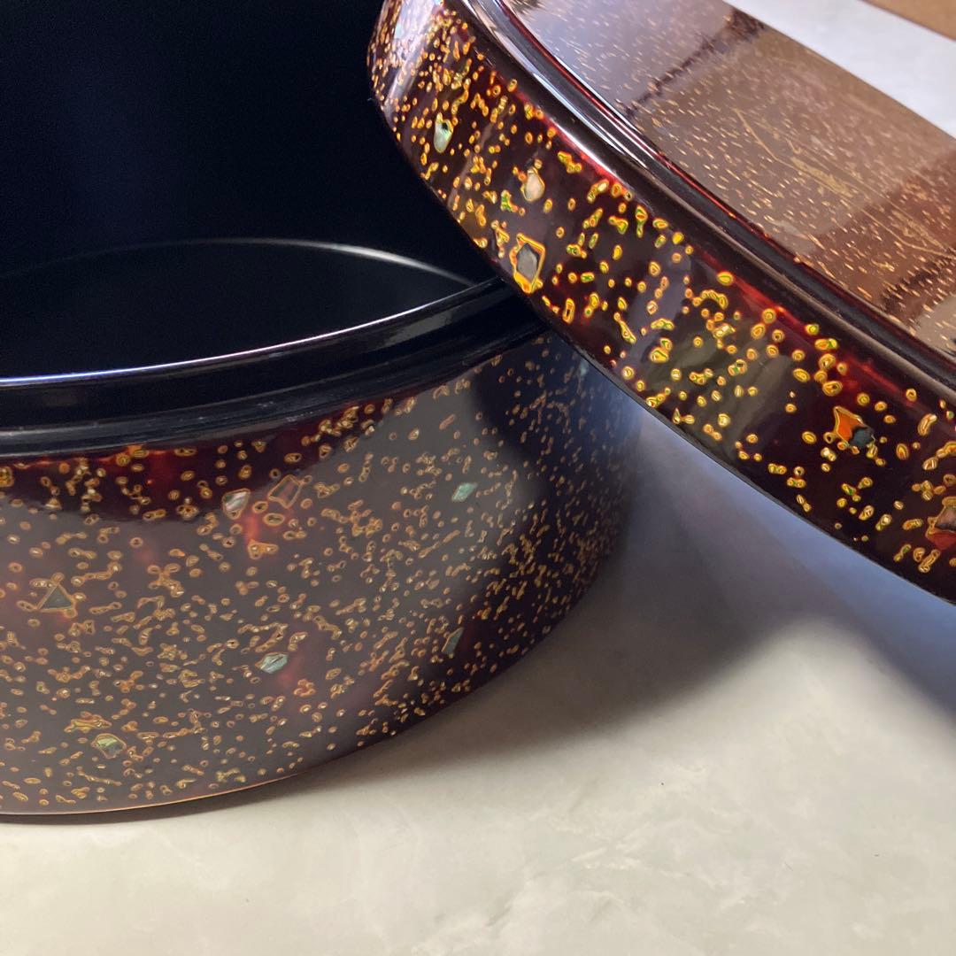 茶びつ 箱膳 高級木製漆器 螺鈿 松竹柄