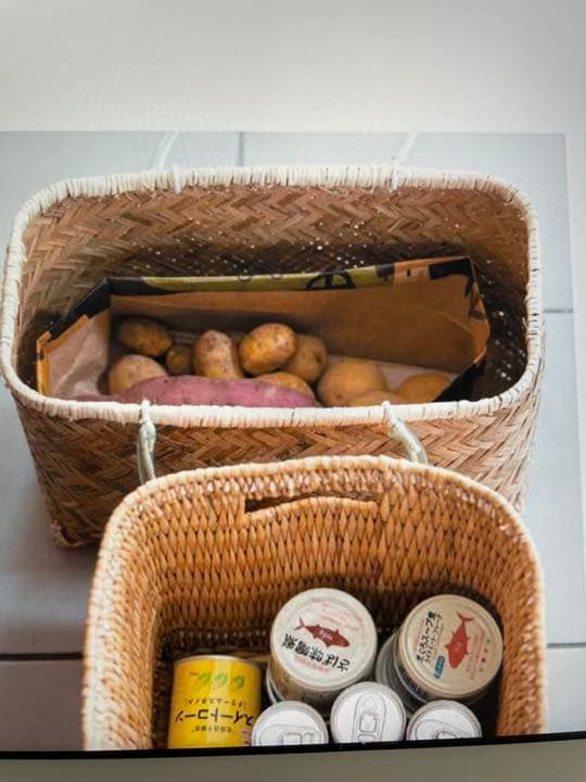 竹編みバスケット　ディスプレイ　雑貨　再入荷