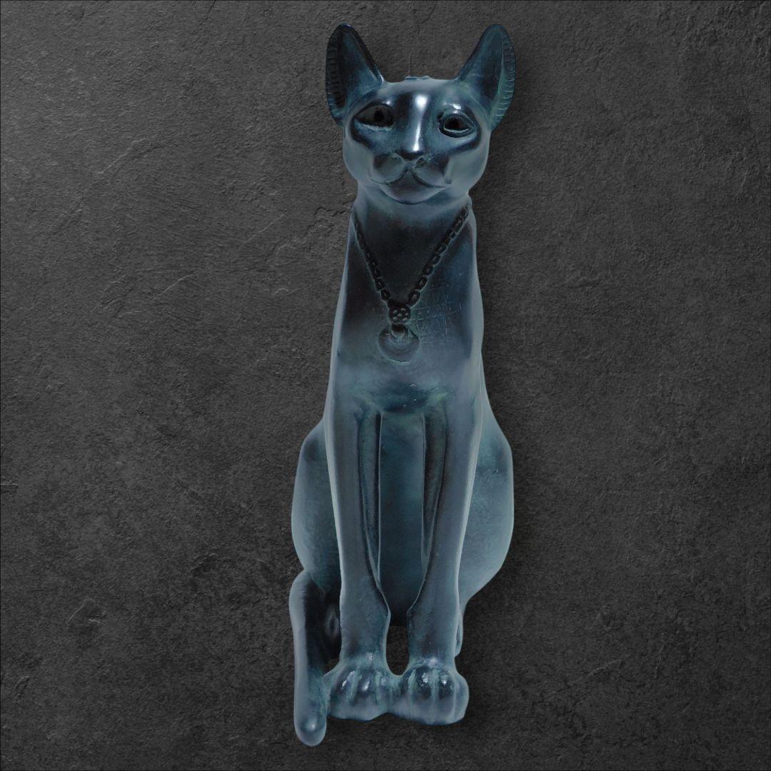 複製彫刻 ネックレスをしたバステト女神 猫 樹脂製 置物 美品 正規品