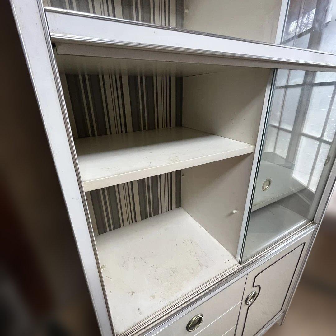 昭和レトロ 食器棚 ガラス戸 キャビネット 収納棚 飾り棚 古家具