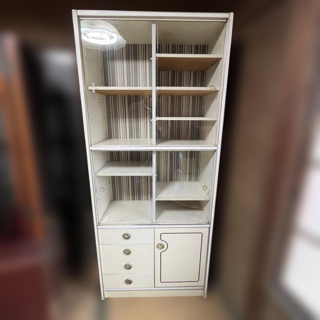 昭和レトロ 食器棚 ガラス戸 キャビネット 収納棚 飾り棚 古家具