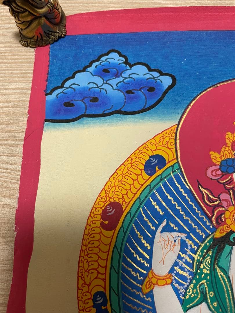 《 チベット密教　1点物 》 手描き　曼荼羅　チャングリシー　観音　仏教　至宝