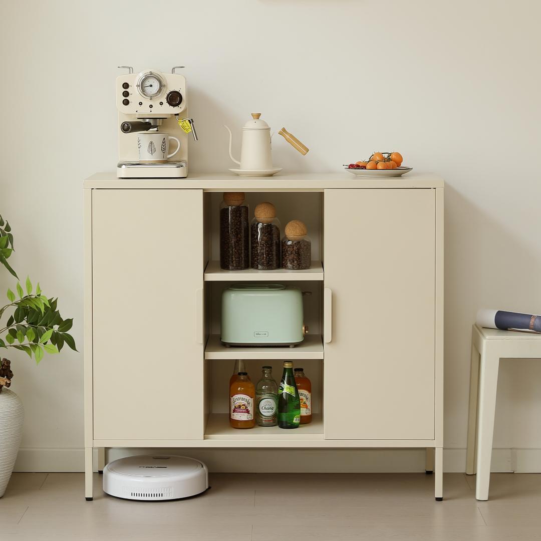 キャビネット サイドボード メタル 金属製 扉付き テレビ台 収納棚 リビング用